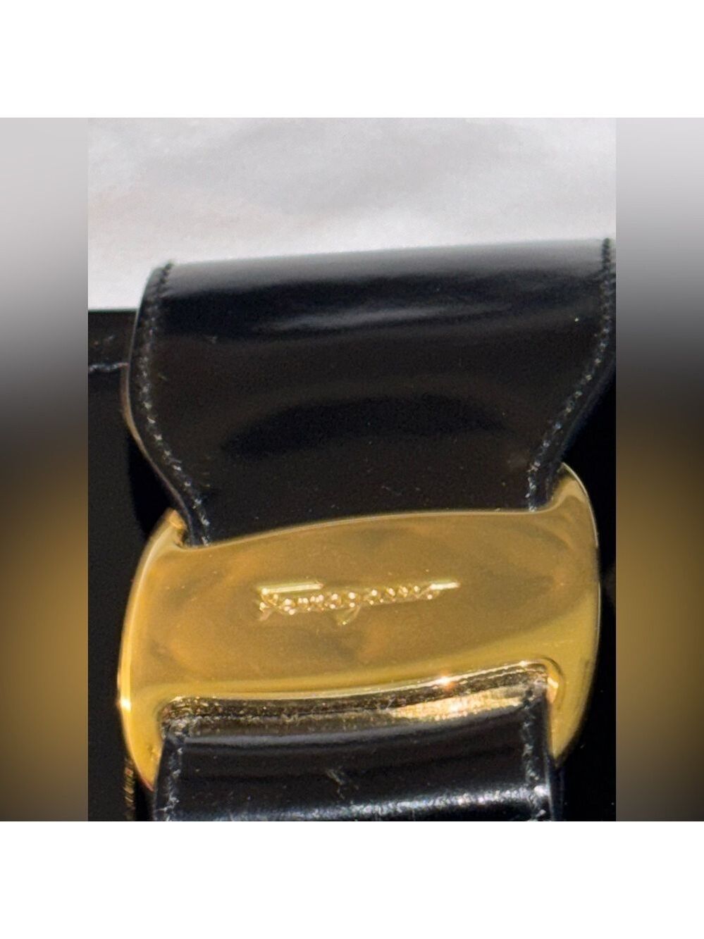 Salvatore Ferragamo Black Shoulder Bag with Gold Clasp - Picture 14 of 15
